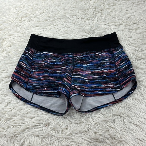 Lululemon Speed Up Short Long 4" Hinshu Alpine White Multi / Black - Picture 1 of 5